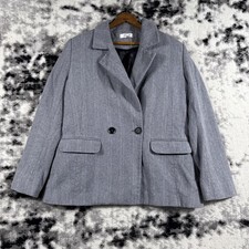 Anine Bing Blazer Womens Size Medium Light Gray Pockets Double Breasted Notched