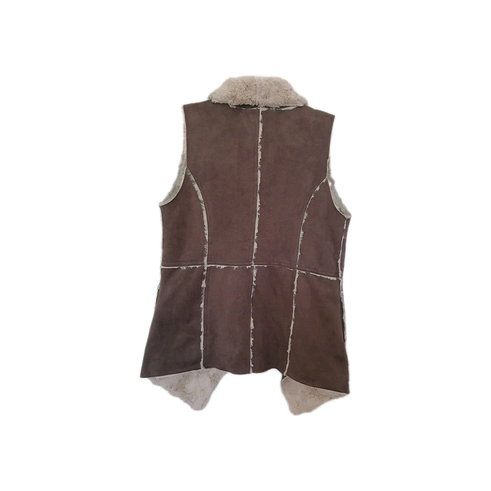 Double Zero Ladies Suede Vest W/Faux Shearling Lining Size S Preowned - Image 4 of 4