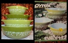 ☆NEW☆VINTAGE 1970's☆Pyrex Cinderella Spring Blossom Green☆4-Pc Bowl Set☆440-1-N