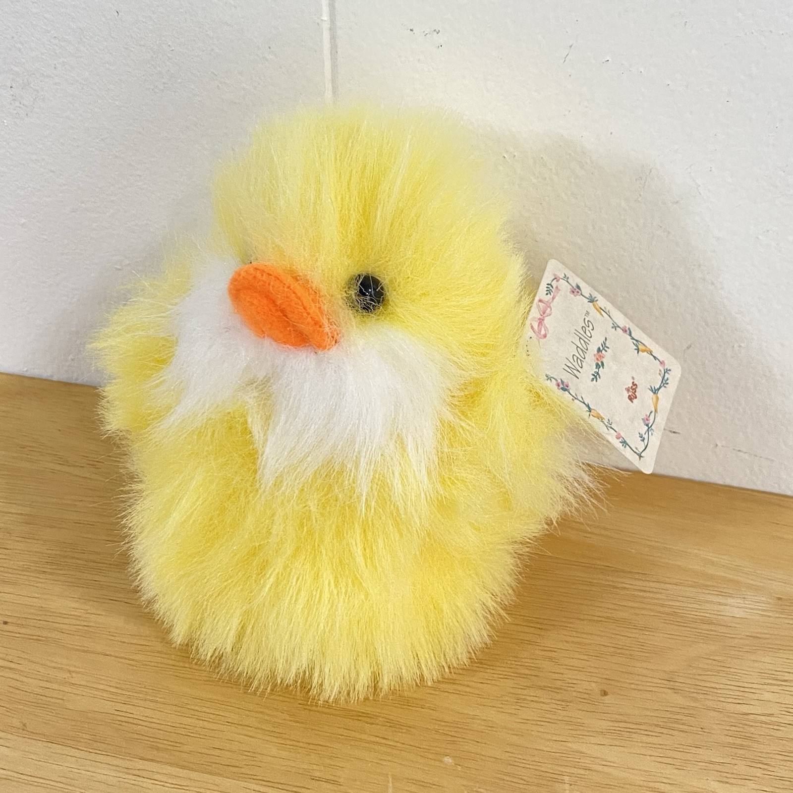 NOS Russ Berrie Waddles Baby Chick Fluffy Duck 5” Plush Stuffed Animal Toy Vtg