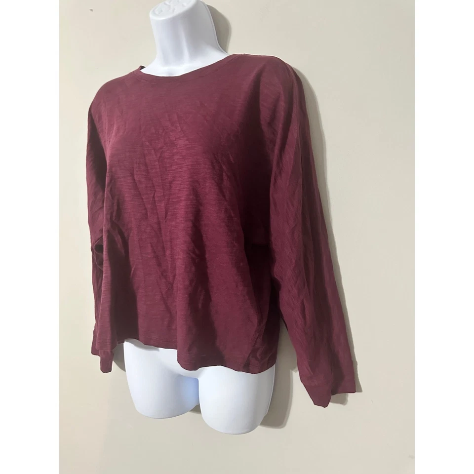 Lilla P Womens Crewneck Dolman Long Sleeve Sangria Top Size M - Image 2 of 4