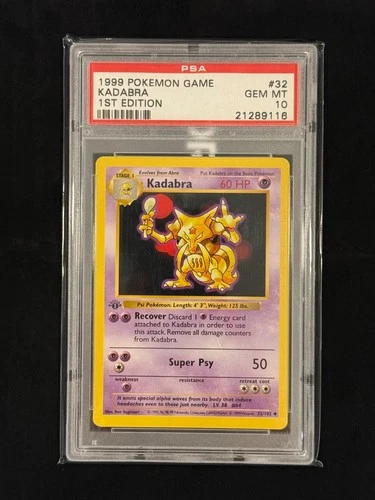 1999 Kadabra 1st Edition #32 PSA 10 GEM MINT Base Set Shadowless Pokemon