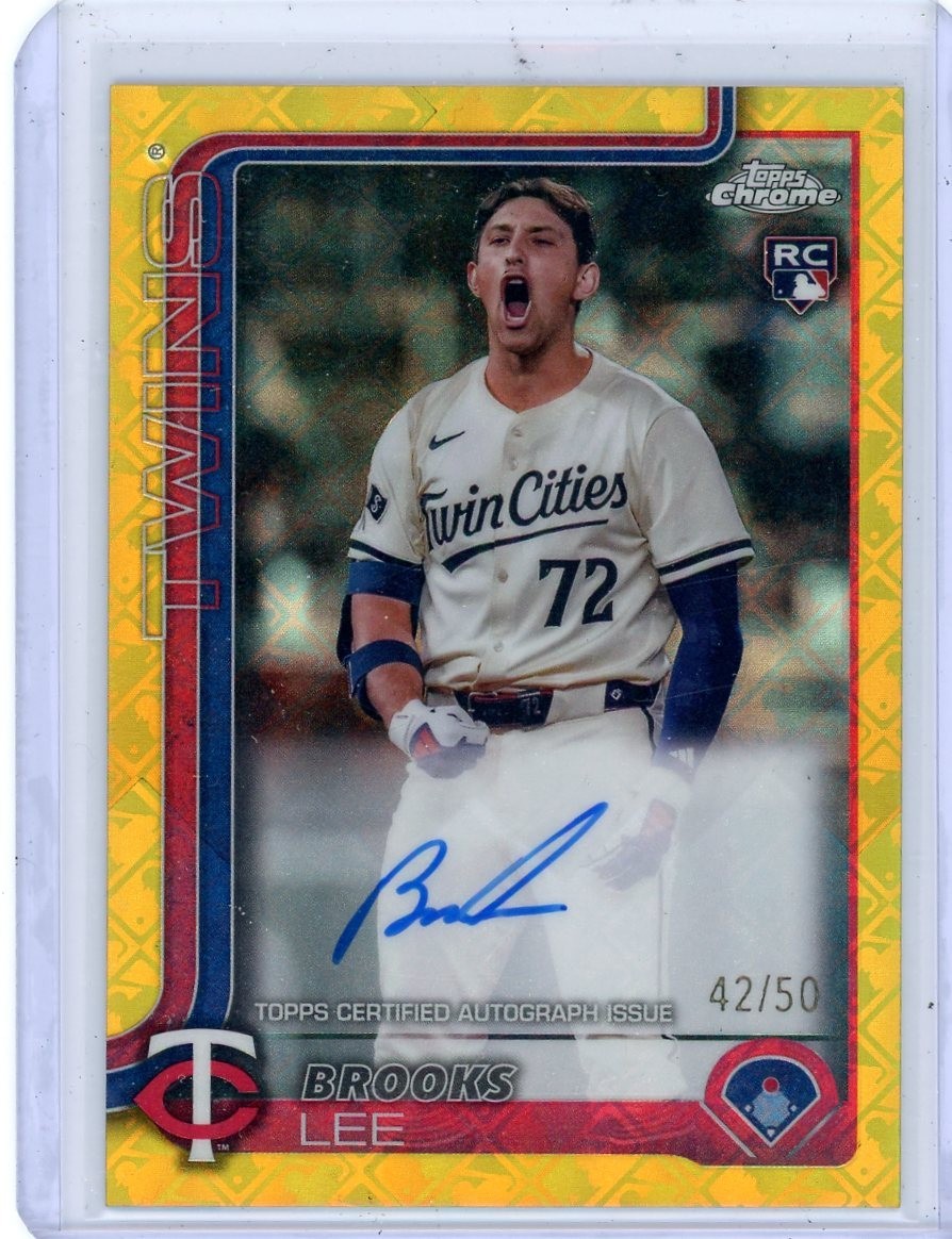 2025 Topps Chrome Logofractor Brooks Lee Gold Refractor Rookie Auto /50 Twins