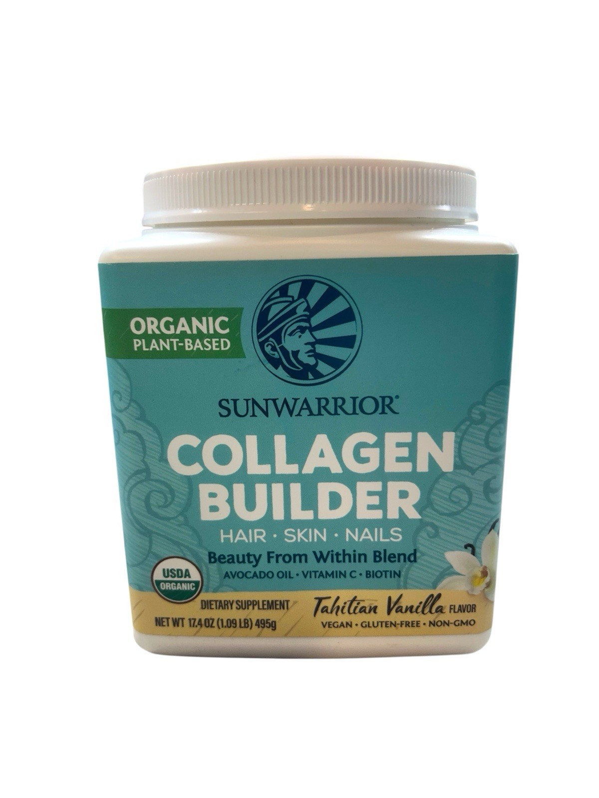 SunWarrior Organic Collagen Builder Protein Tahitian Vanilla 1.09 Lb Best by 4/26