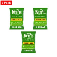 Kettle Brand Potato Chips, Jalapeno Kettle Chips, Party Size, 13 Oz - 3 Pack