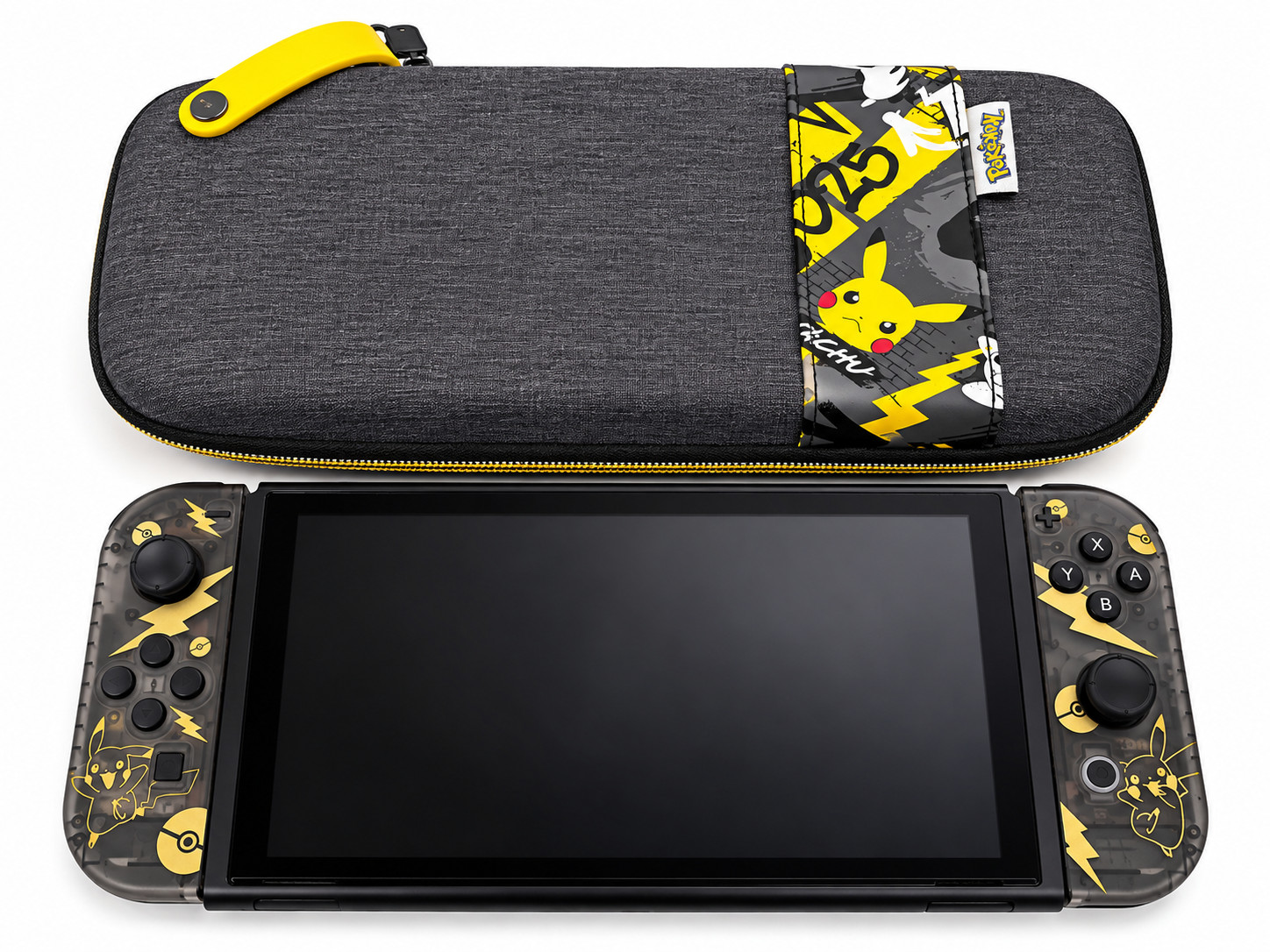 Nintendo Switch OLED 64GB HEG-001 Pikachu Custom Joy-Con PowerA Case Bundle