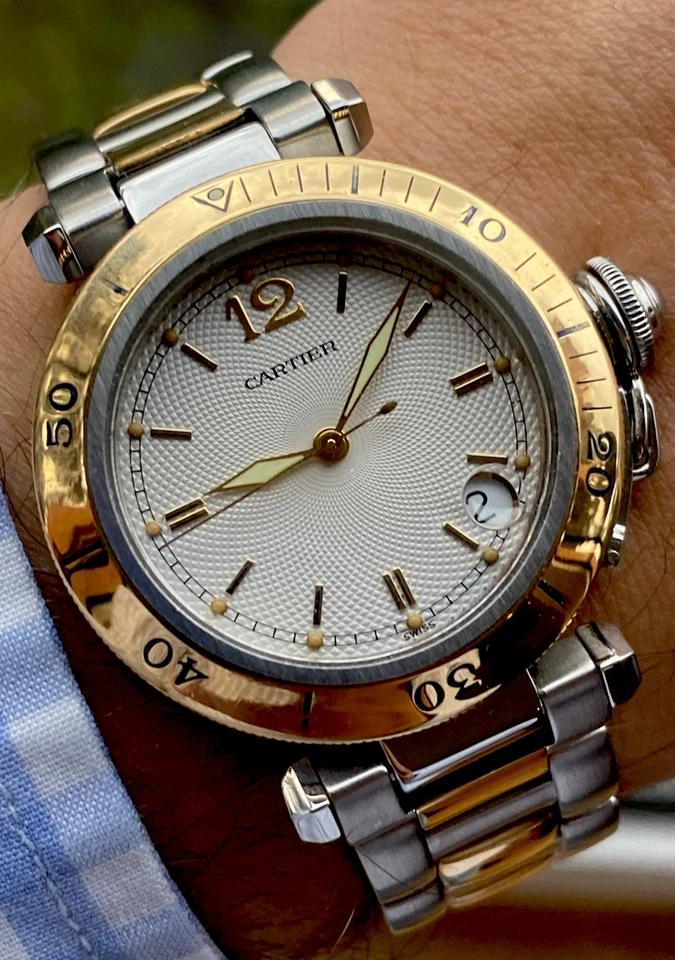 Автоматические часы унисекс Cartier Pasha 35,5 мм 18K из нержавеющей стали белые ссылка 1034 - Изображение 4 из 4