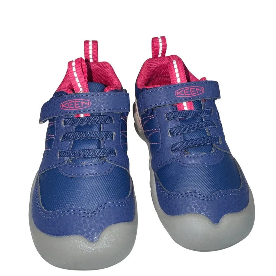 Кроссовки для девочек KEEN Knotch Peak синие розовые адаптивная застежка с выпуклыми пальцами ног размер/5 - Изображение 2 из 4