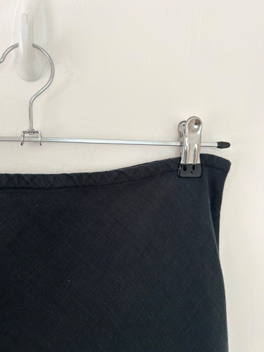 The Linen Press Skirt Women's 100% Linen Washed Black Long Elastic Size 48 UK 20 - Picture 4 of 9