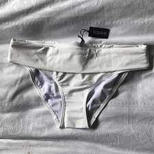 Image of Figleaves White Rene Fold Bikini Bottom, White, Size 12, New With Tags Swimwear