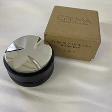 Elegant 58.5mm Coffee Distributor & Hand Tamper - Black Crema
