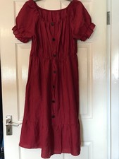SHEIN CURVE 1XL burgundy red summer dress gypsy short sleeve VGC
