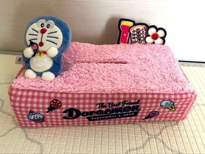 Doraemon tissue case with stuffed animal