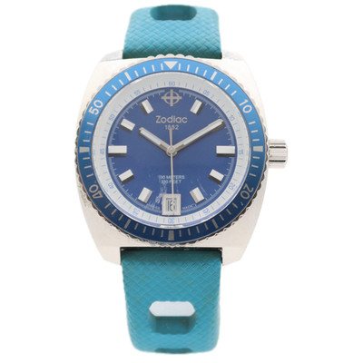 Vintage 39mm Zodiac Sea Dragon Sporty Blue Men's Quartz Wristwatch Swiss Steel