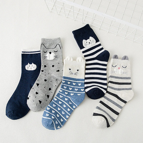 5 pares de calcetines de algodón para mujer, nuevos, de primavera y otoño, con o - Picture 4 of 28