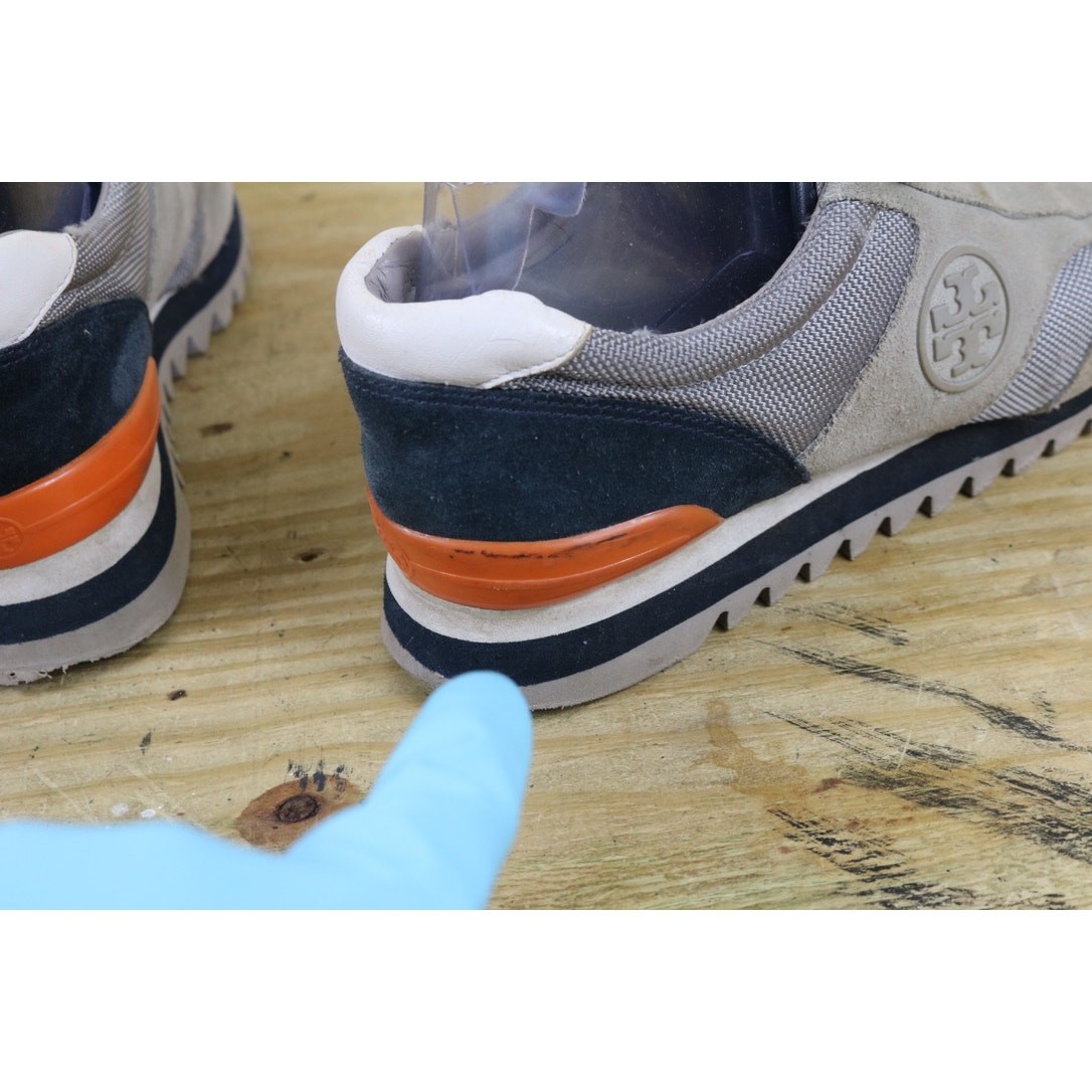 Tory Burch Sneakers Womens 8.5M Gray Leather Sawtooth Logo Shoes Athletic thumbnail 11