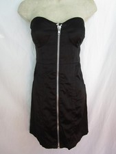 Vtg YTK Love Tease Black Strapless Party Dress Pockets Jumbo Front Zipper HOT 11