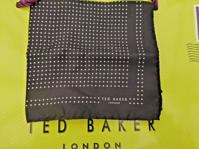 Ted Baker Einstecktuch Herren italienische Seide schwarz gepunktetes Druck Taschentuch UVP 29 