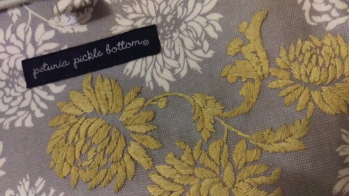 Petunia Pickle Bottom Clutch Yellow and Grey Floral Pattern - Picture 2 of 12
