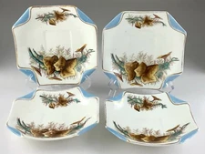 Sampson Bridgwood SB & Son Set of 4 Saucers Plates Leaf Vine Hand Painted U420