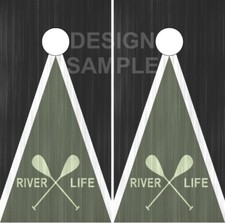 River Life Paddles Olive Cornhole Wrap Bag Toss Skin Decal Sticker
