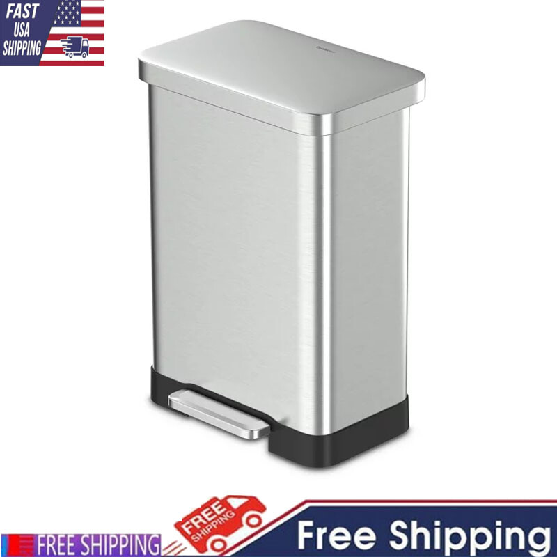 20 Gallon Trash Can Stainless Steel Step On Kitchen Trash Can Closes