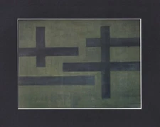 8X10 Matted Print Contemporary Art Picture: Helmut Federle, 3 Shapes 2 Crossed