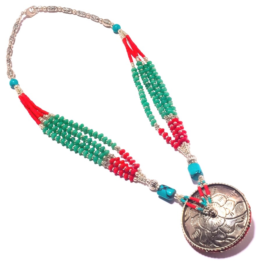 Collar de cuentas de joyería de regalo étnico hecho a mano de coral turquesa ...