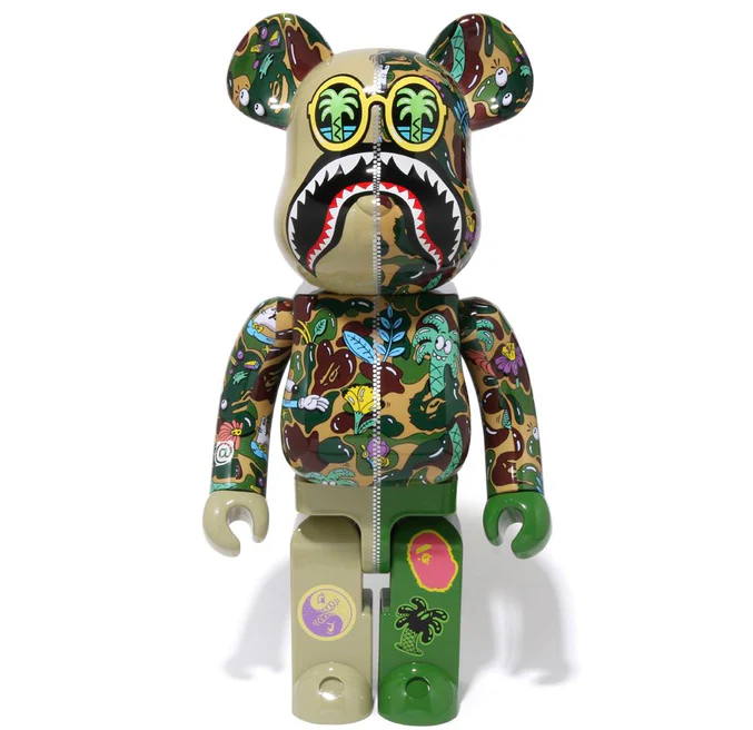Medicom BE@RBRICK Bape Steven Harrington Camo Shark 1000% Green