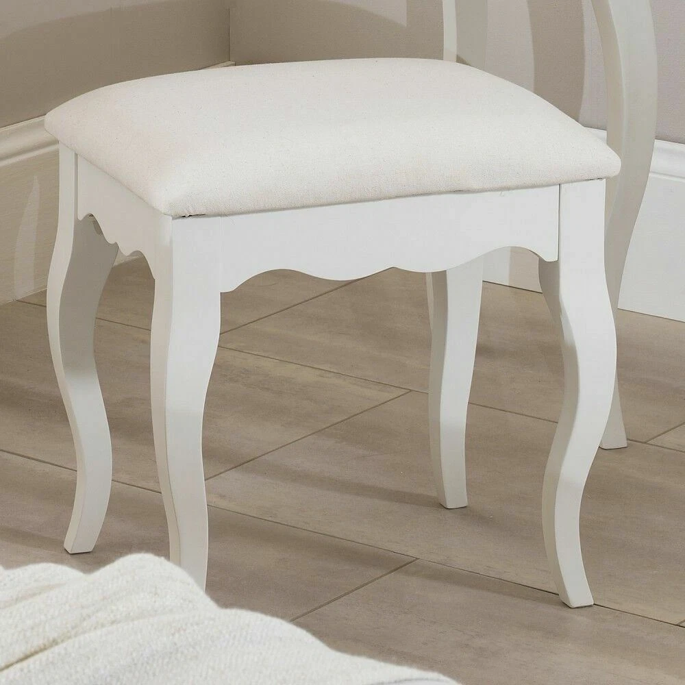 ROMANCE Antique White Dressing Table Stool with cushion seat Upholstered stool