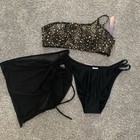NWT Womens Molybell Animal Print Bikini Top Wild Fable Bottoms Size L 12-14 Wrap