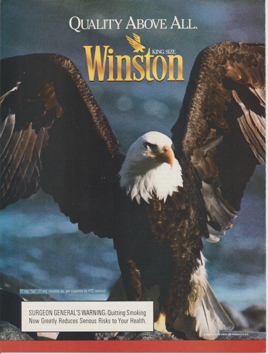 cigarette brand with eagle logo 1991 Winston Cigarettes - American Bald Eagle - 