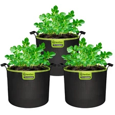 VIVOSUN 3Pack 3/5/7gal Garden Grow Bags Porous Mesh Fabric Planting Container 