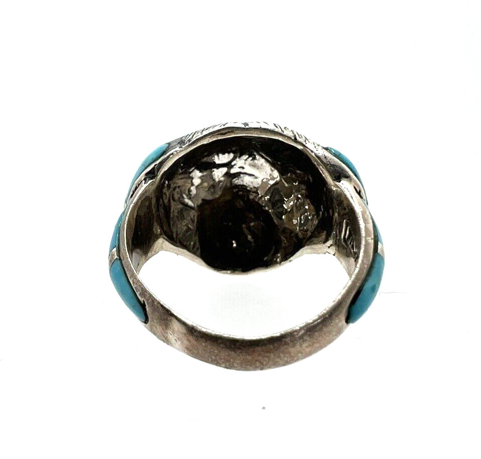 Solid Sterling Silver 925 Turquoise Dog Face Ring… - image 5