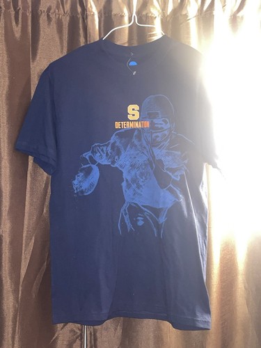 NWOT Mens M NCAA Syracuse Orange Navy Football Determination Graphic T-Shirt
