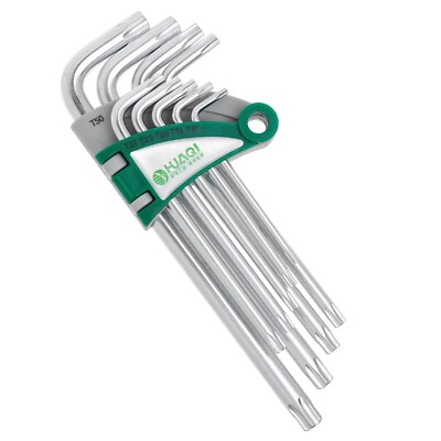 HUAQI 9-teiliges Torx-Schlüssel-Set manipulationssicher Sicherheit Star Inbus Alan Schlüsselbits T10 - T50