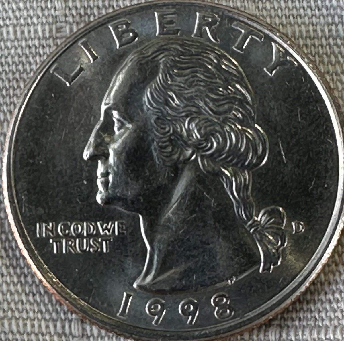 1998 “D” Washington Quarter With A Close 'AM' And Some Double Die