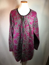 Spanner Woman Grey Magenta Open Front Knit Cardigan Coat Jacket Size 3x