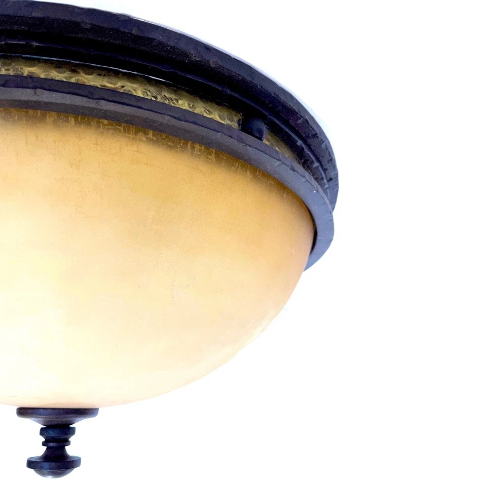 Kalco Durango Hammered Iron and Gilt Flush Mount - Image 3 of 4