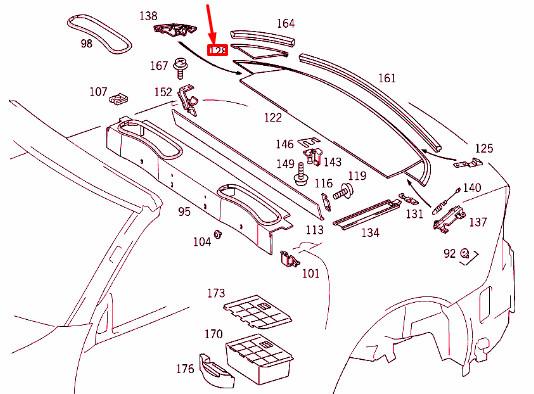 MERCEDES-BENZ SLK R170 Luggage Compartment Left Cover A1706900930 