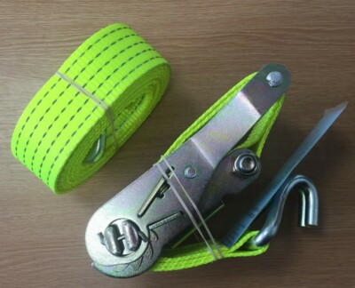 2x Schwerlast HI VIS Ratsche Befestigungsgurte Cargo Zurr 50 mm (5000KG 3m-20m)