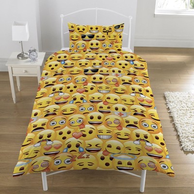 Emoji Multi Smiley Faces Double Duvet Cover Set Kids Funny Bedding