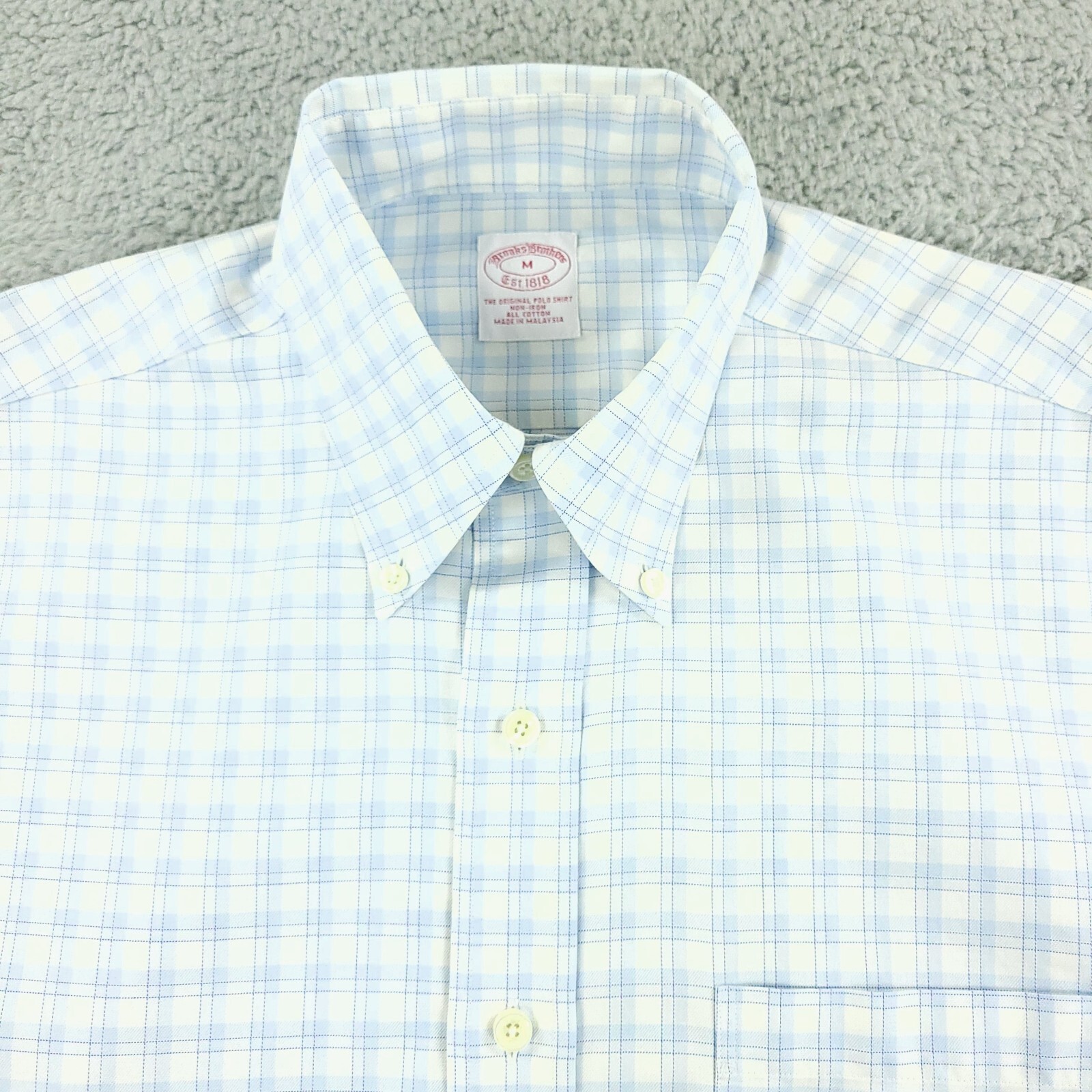 Brooks Brothers Dress Shirt Mens Medium Blue Office Business Travel Casual OCBD