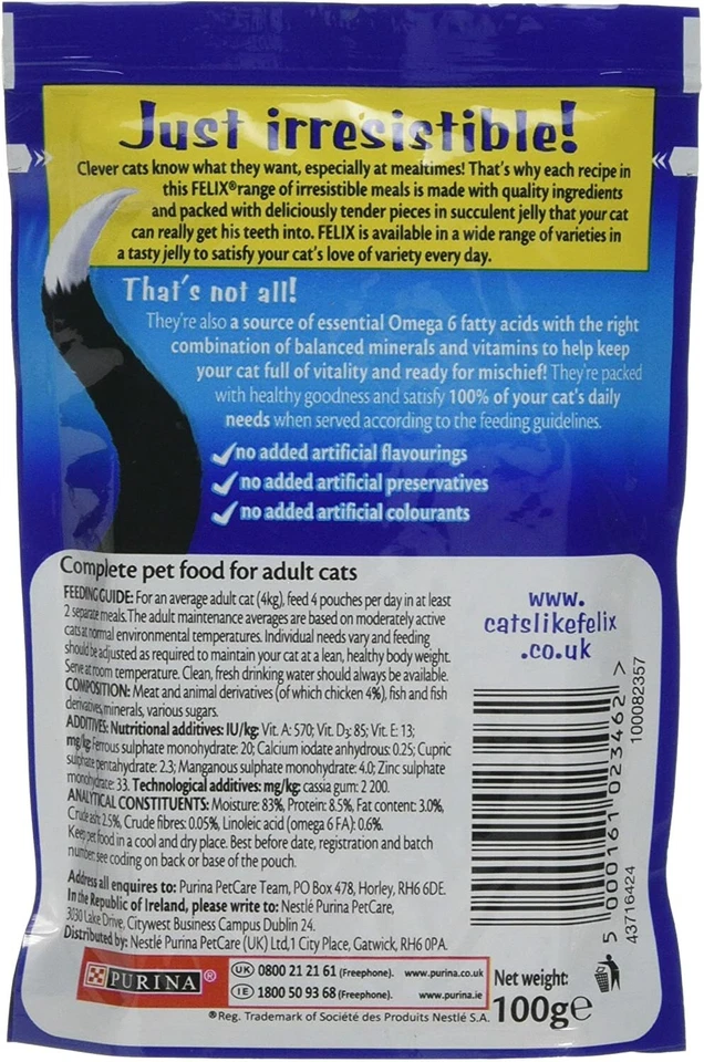 Felix Cat Pouches Chicken In Jelly 100g 20 Pouches - Image 3 of 4