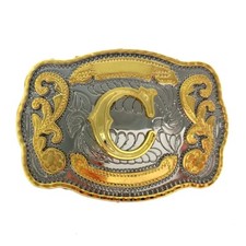 INITIAL C BELT BUCKLE LETTER COWBOY WESTERN RODEO TEXAS STAR Hebillas Vaqueras