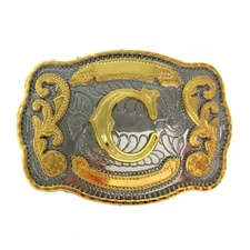 INITIAL (C) BELT BUCKLE LETTER COWBOY WESTERN RODEO TEXAS STAR Hebillas Vaqueras
