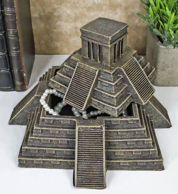 Mesoamerican Aztec Pyramid Of The Sun And Moon Decorative Jewelry Box Figurine