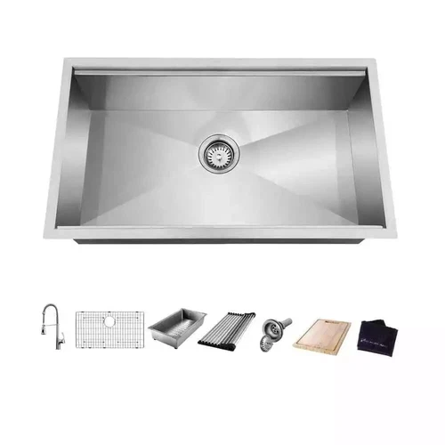Glacier Bay Zero Radius 30 in. Undermount Single Bowl 18 Gauge Kitchen Sink
