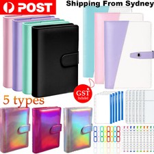 A6 Leather Notebook Binder Budget Planner Organizer PU Cover Cash Pockets Sheets