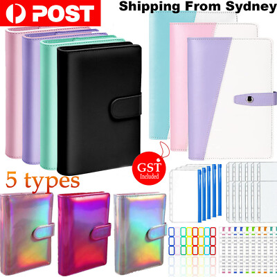 A6 PU Leather Binder Cover Binder Pockets Cash Envelope Wallet Planner
